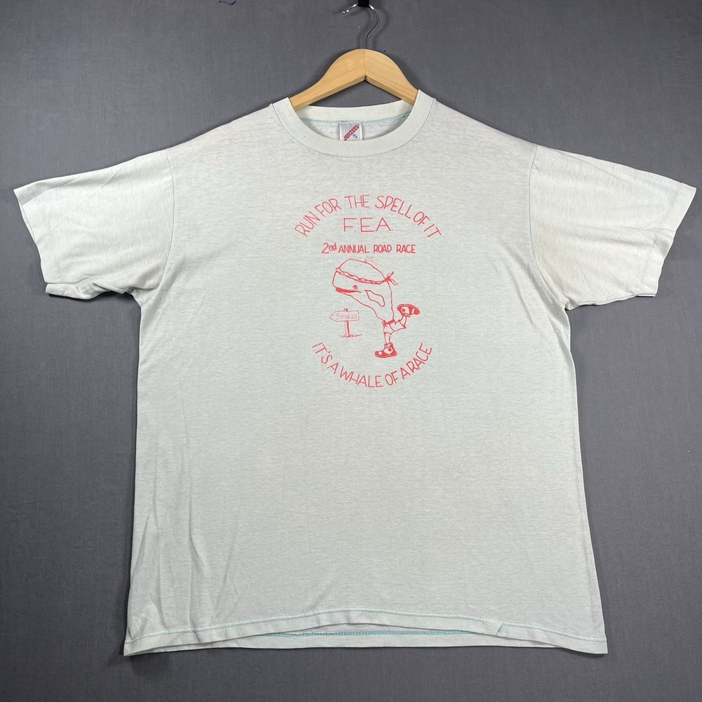 Vintage Jerzees T Shirt Men's Size XL FEA 2ND Annual Road Race Its A Whale Race